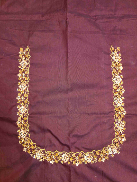 Silk cotton Blouse piece with aari work