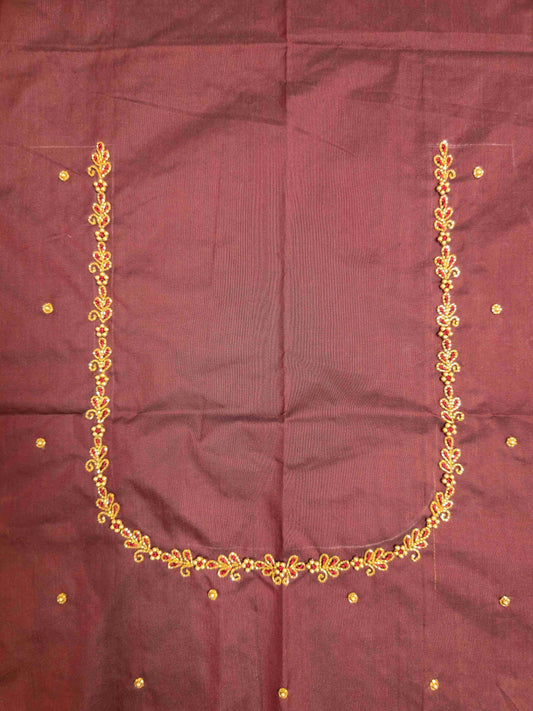 Silk cotton Blouse piece with aari work