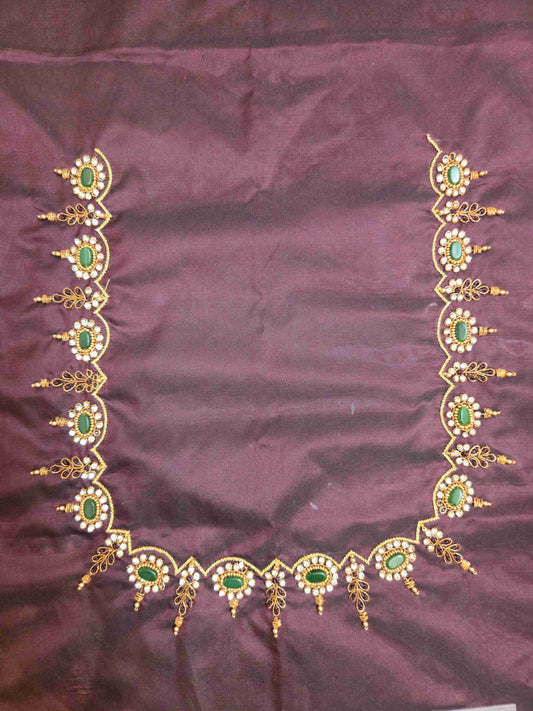 Silk cotton Blouse piece with aari work