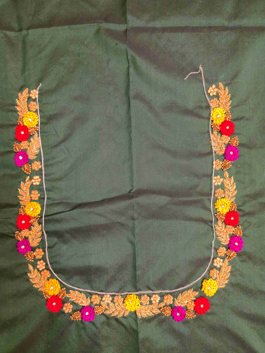 Silk cotton Blouse piece with aari work