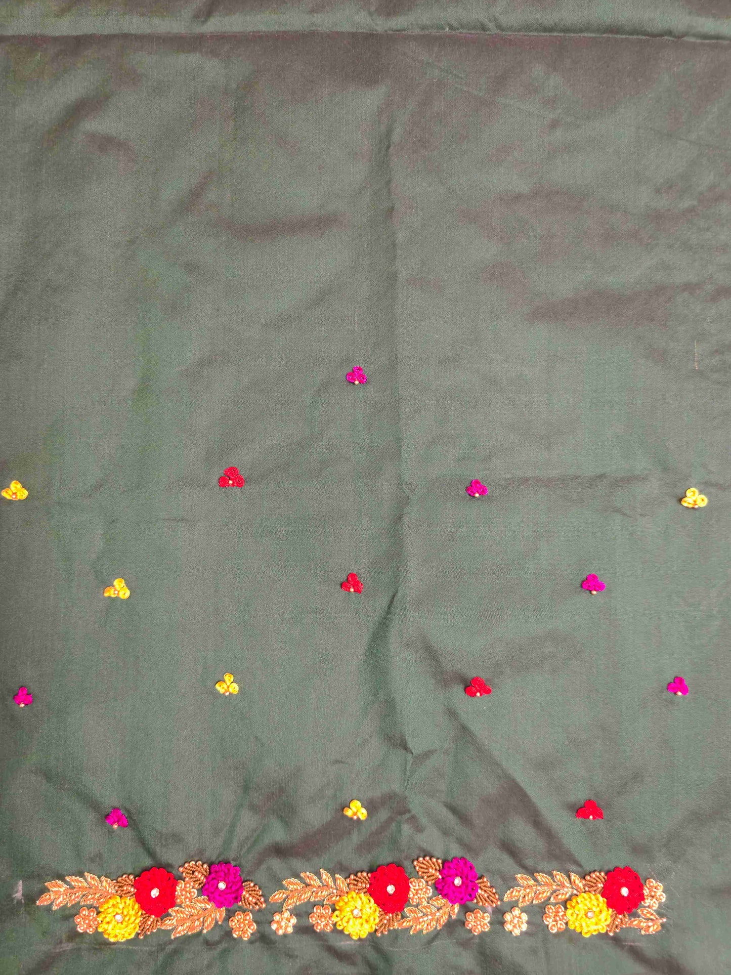 Silk cotton Blouse piece with aari work
