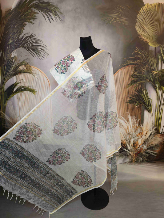 Cotton Salwar kameez with kota doria dupatta