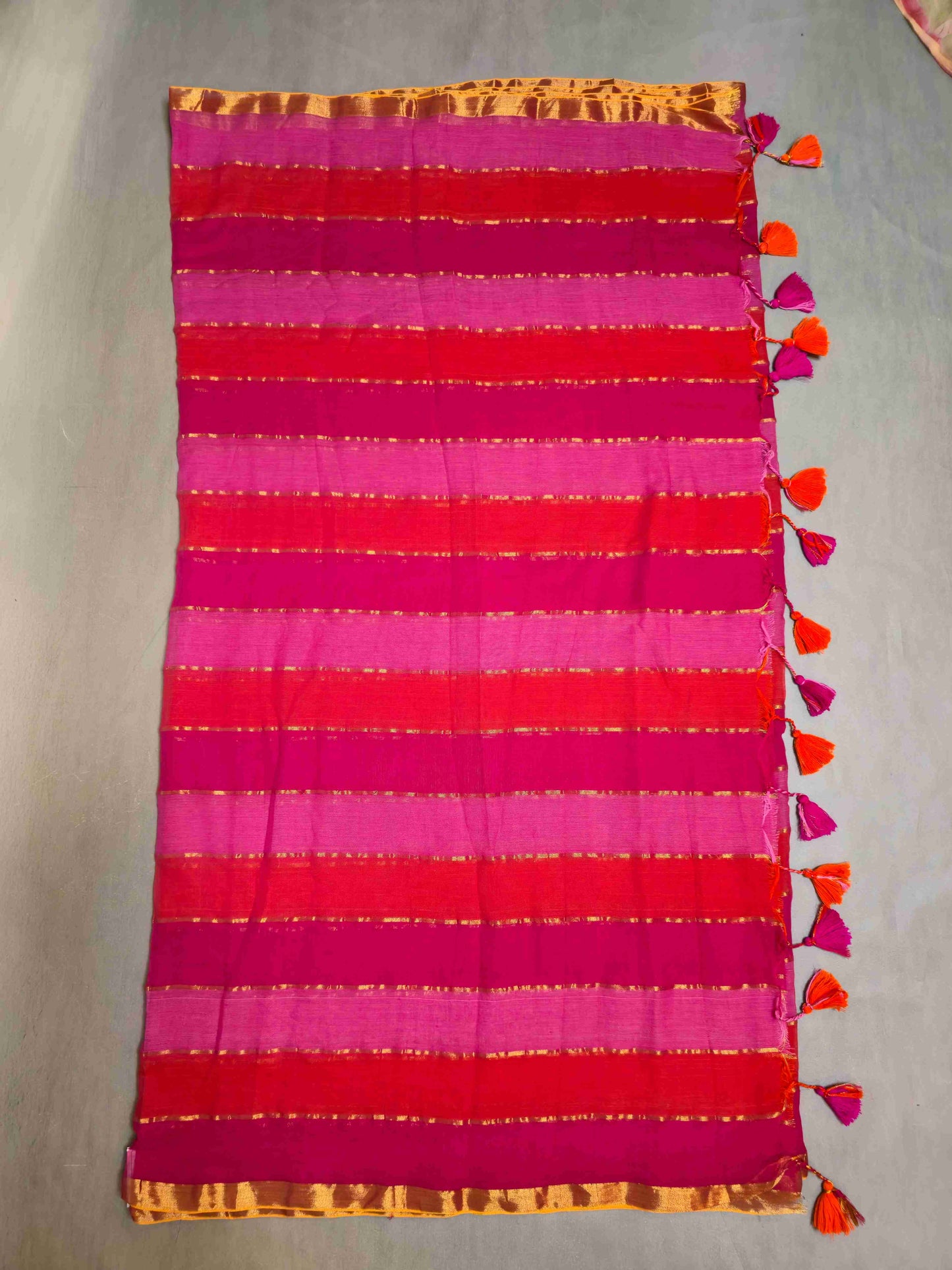 Mul cotton saree with vertical lines