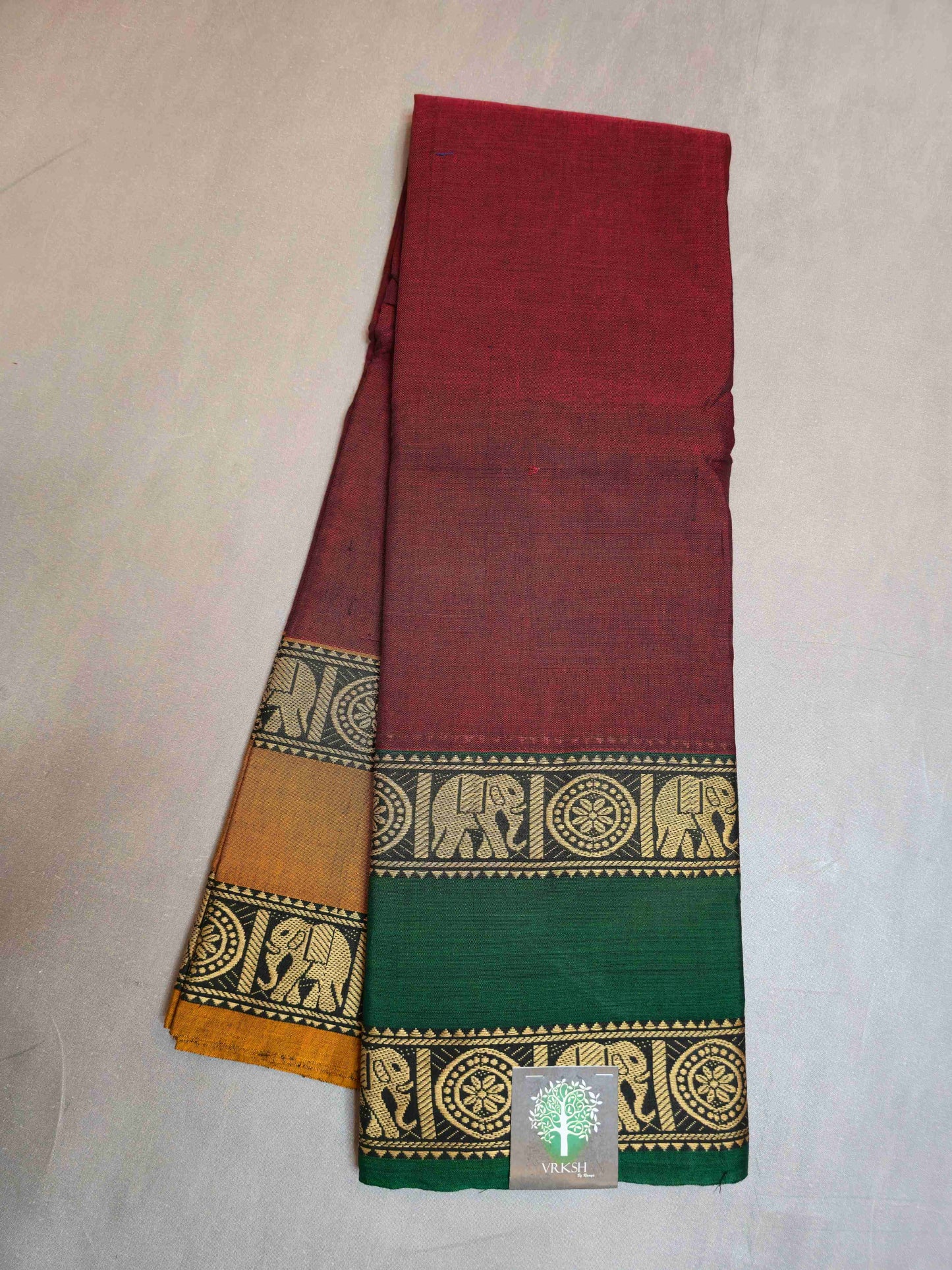 Narayanpet Cotton saree with Ganga Jamuna Elephant borders