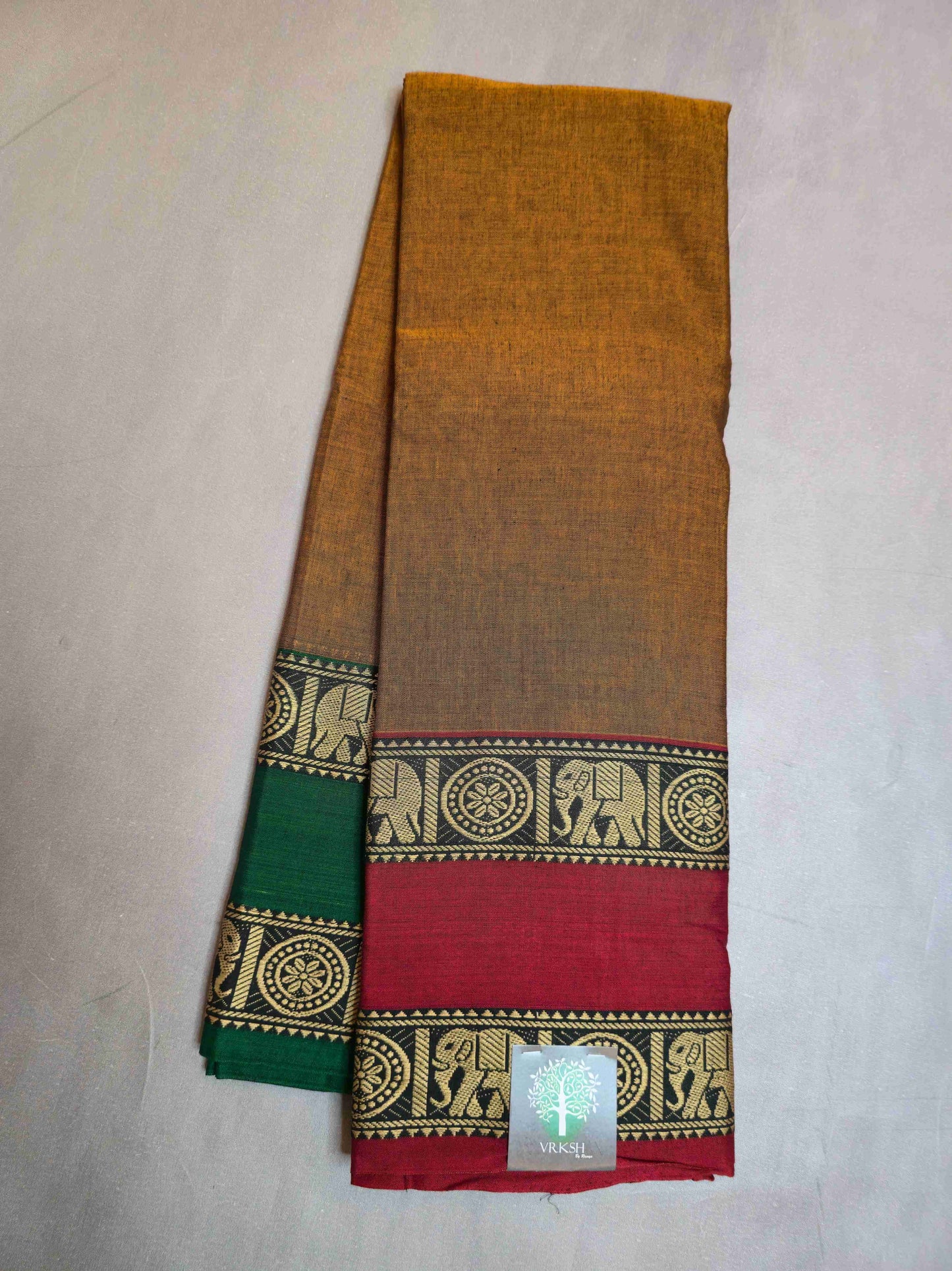 Narayanpet Cotton saree with Ganga Jamuna Elephant borders