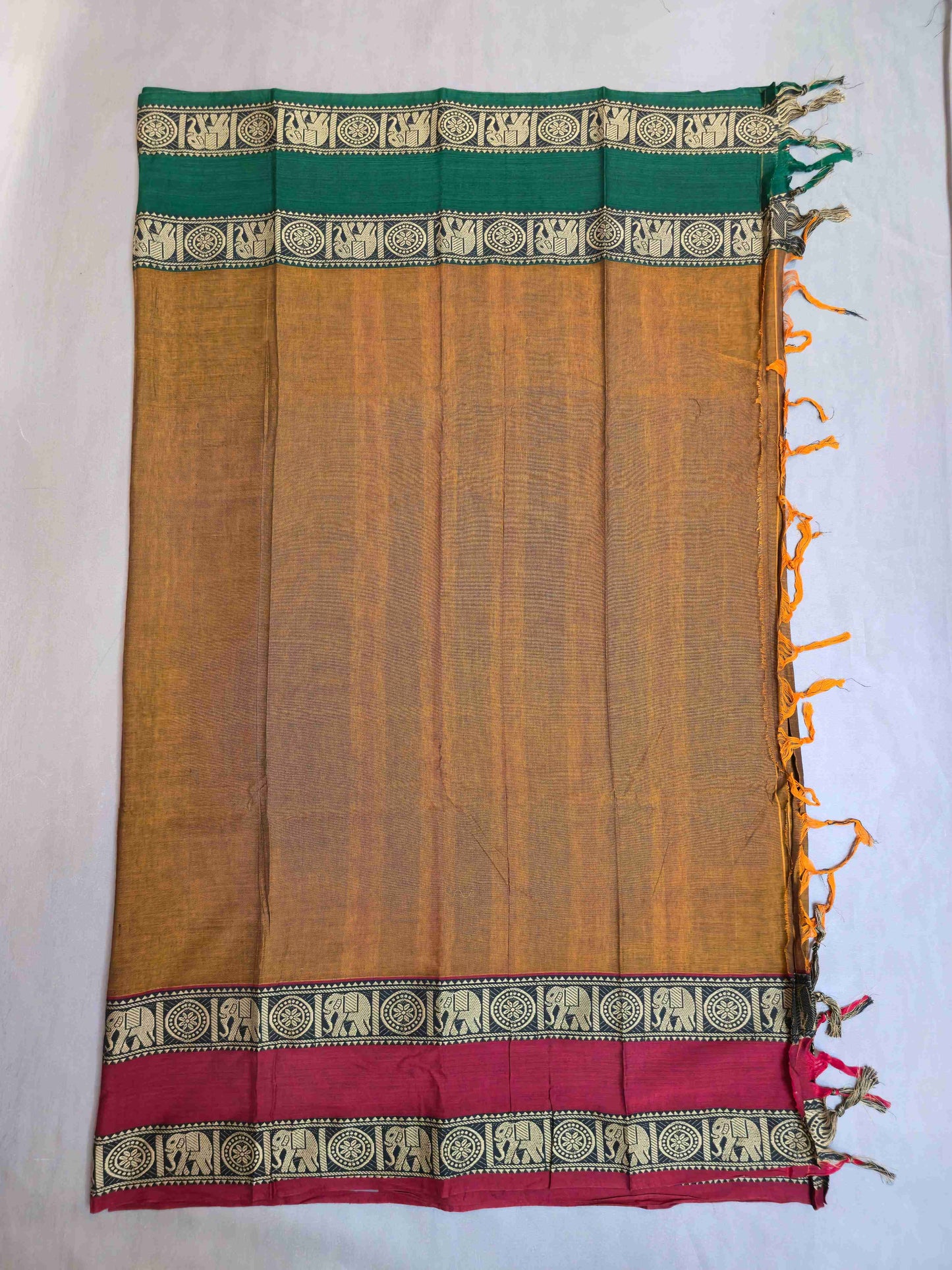 Narayanpet Cotton saree with Ganga Jamuna Elephant borders