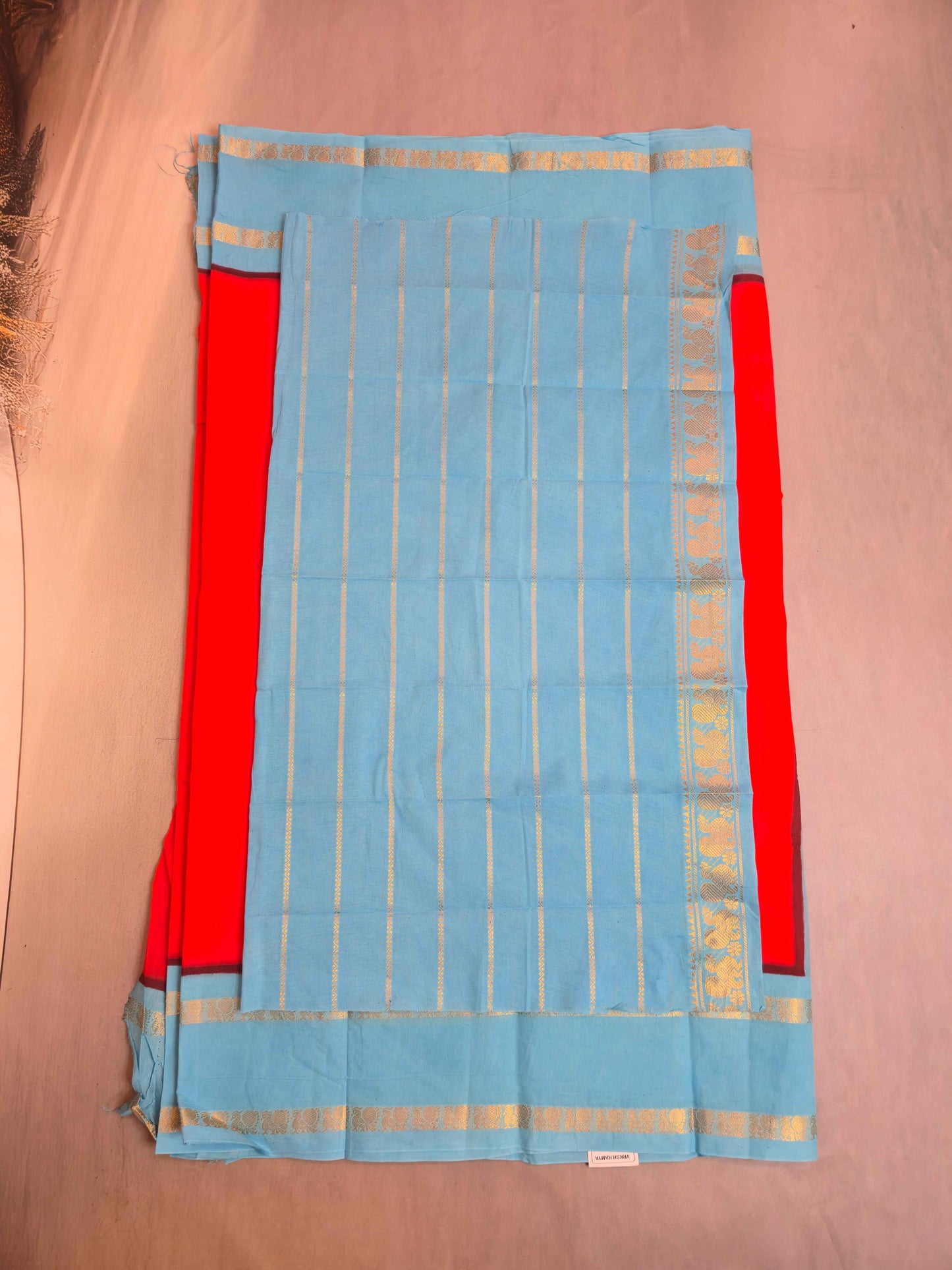 Plain Sungudi with contrast and borders