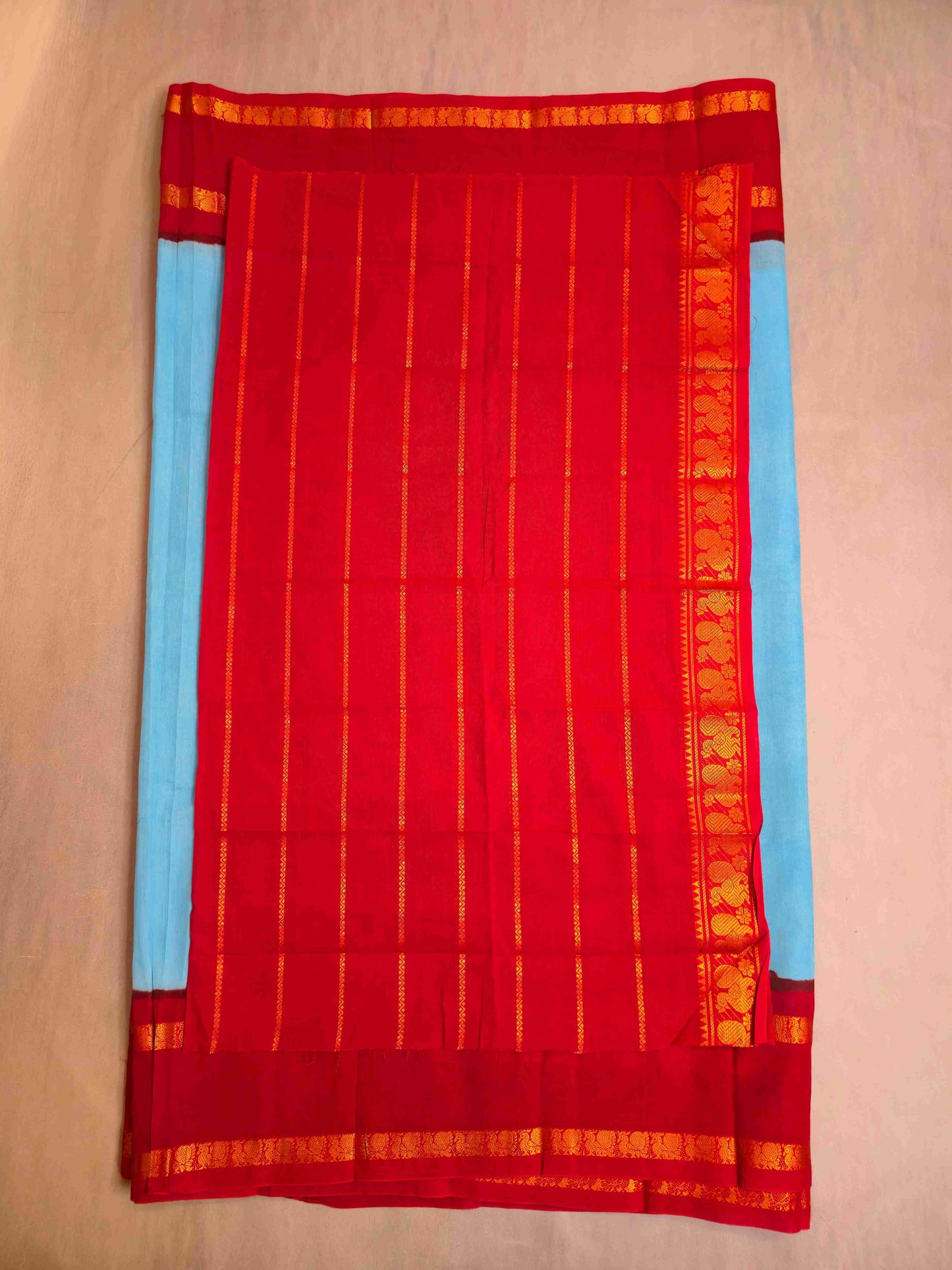 Plain Sungudi with contrast and borders