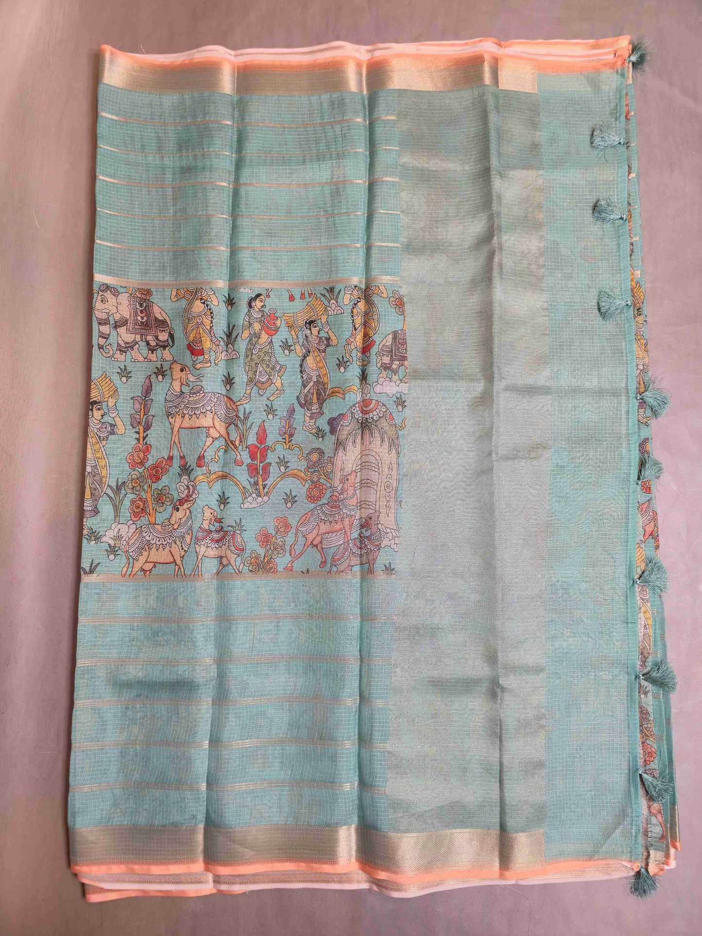 Semi Kota Saree with Kalamkari prints