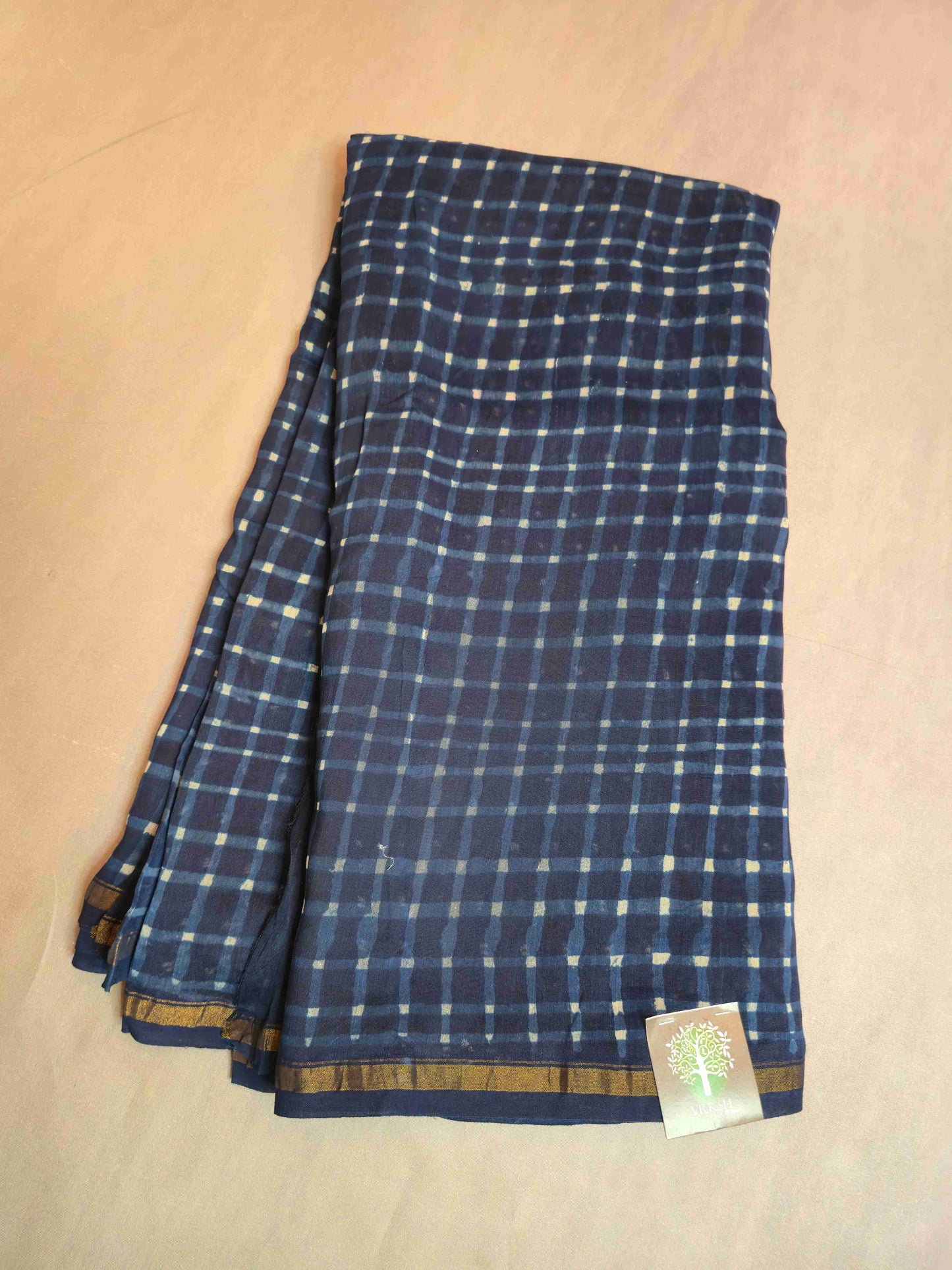 Chanderi hand block printed saree