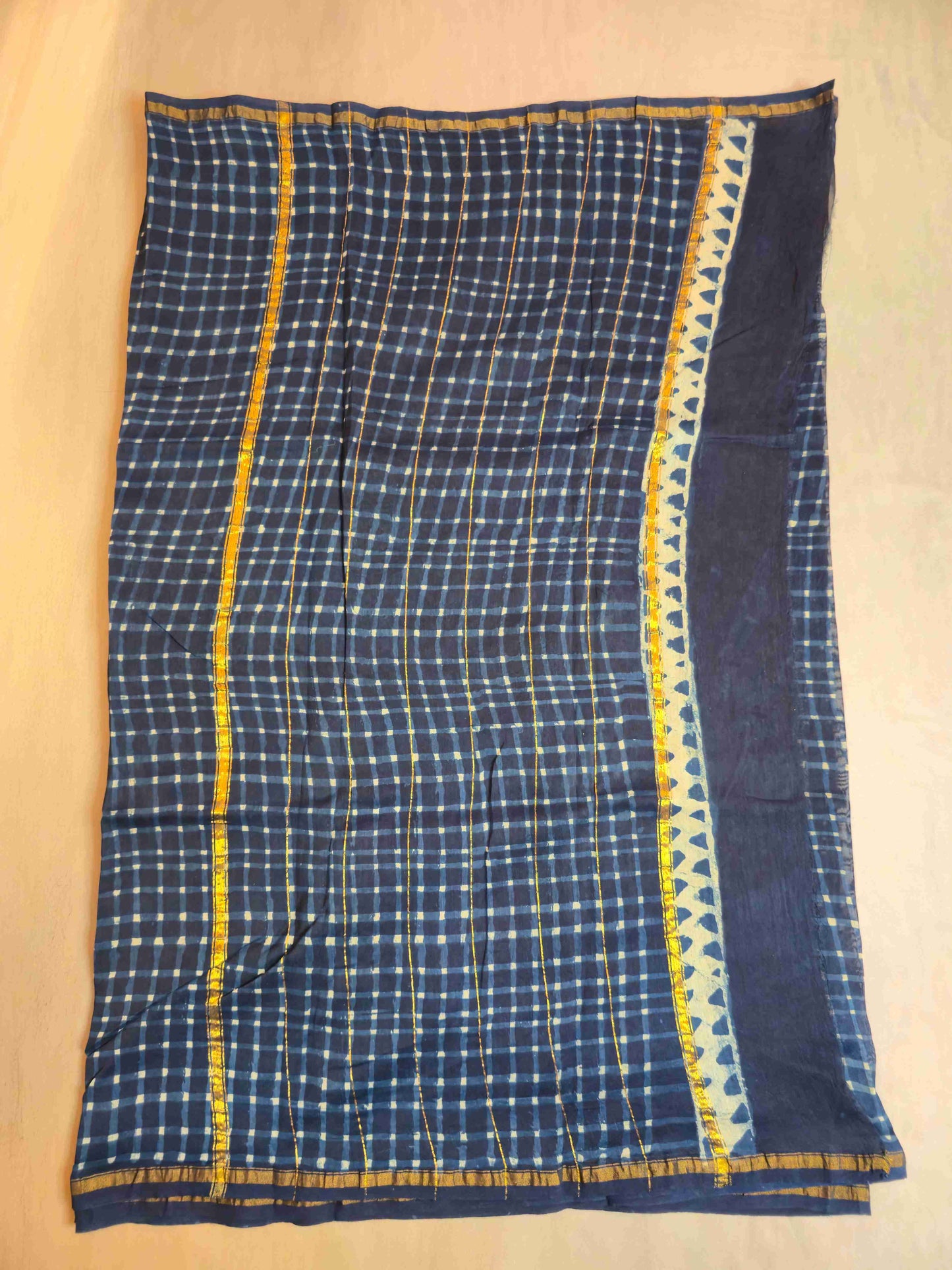 Chanderi hand block printed saree
