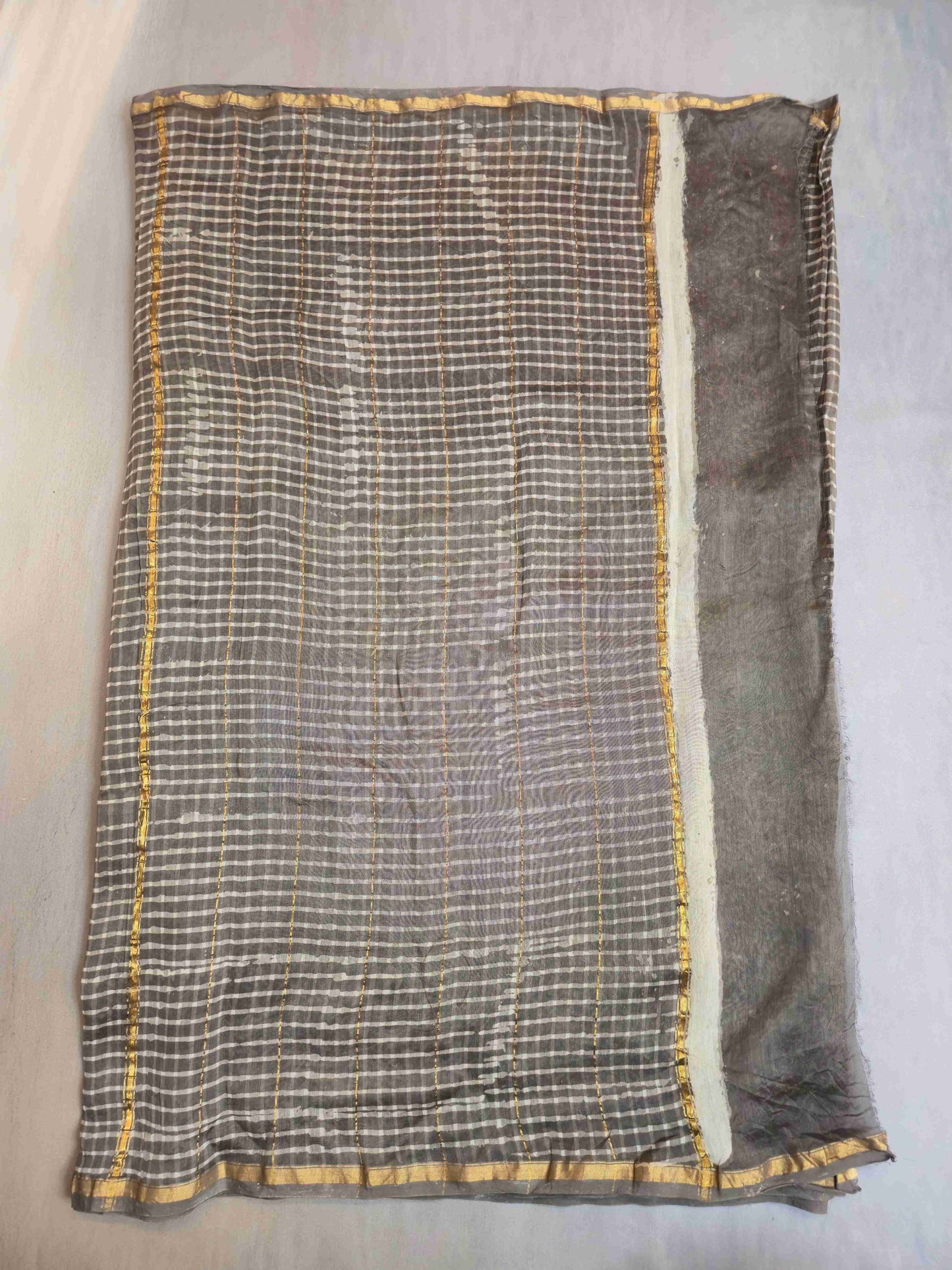 Chanderi hand block printed saree