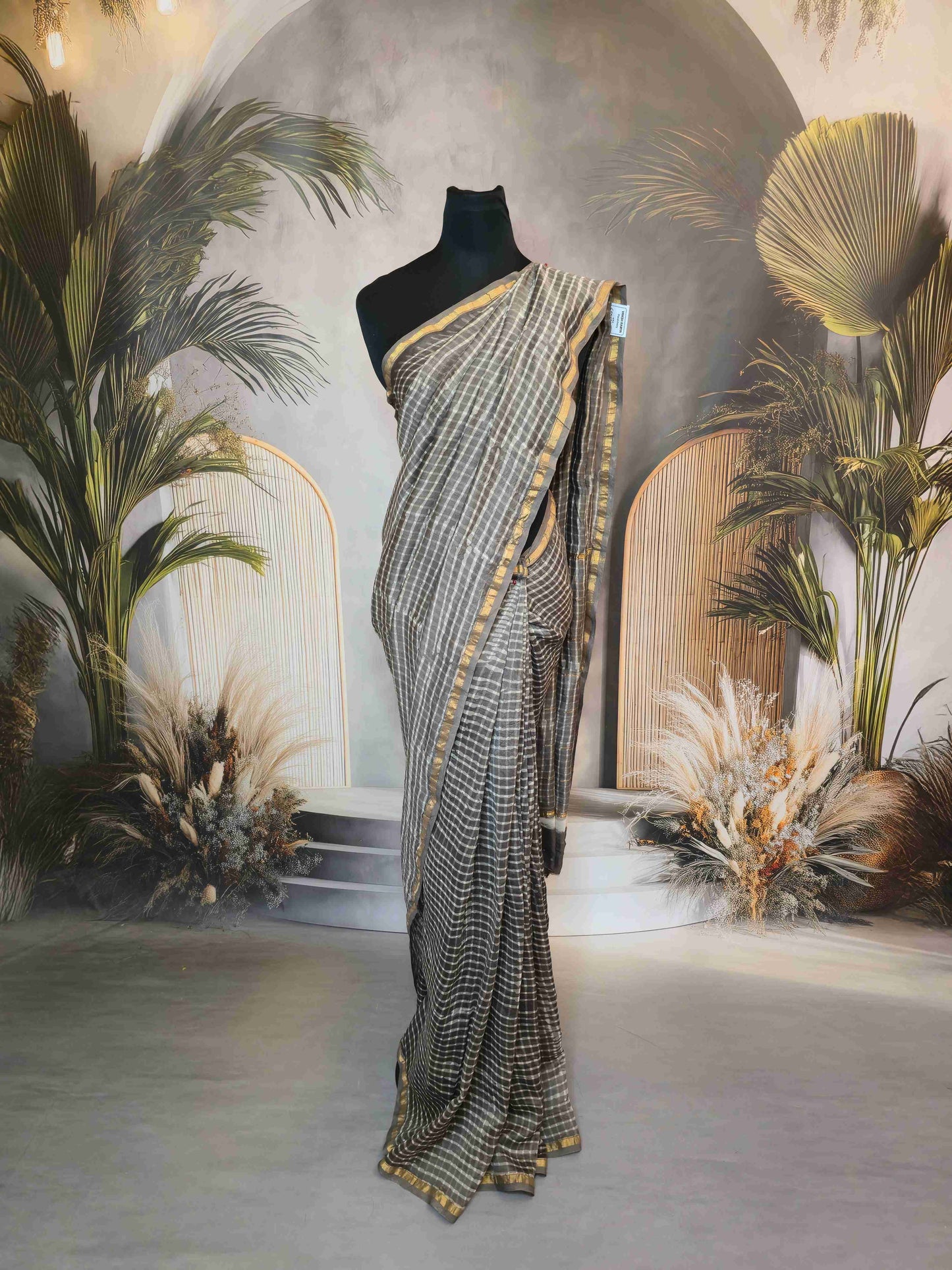 Chanderi hand block printed saree
