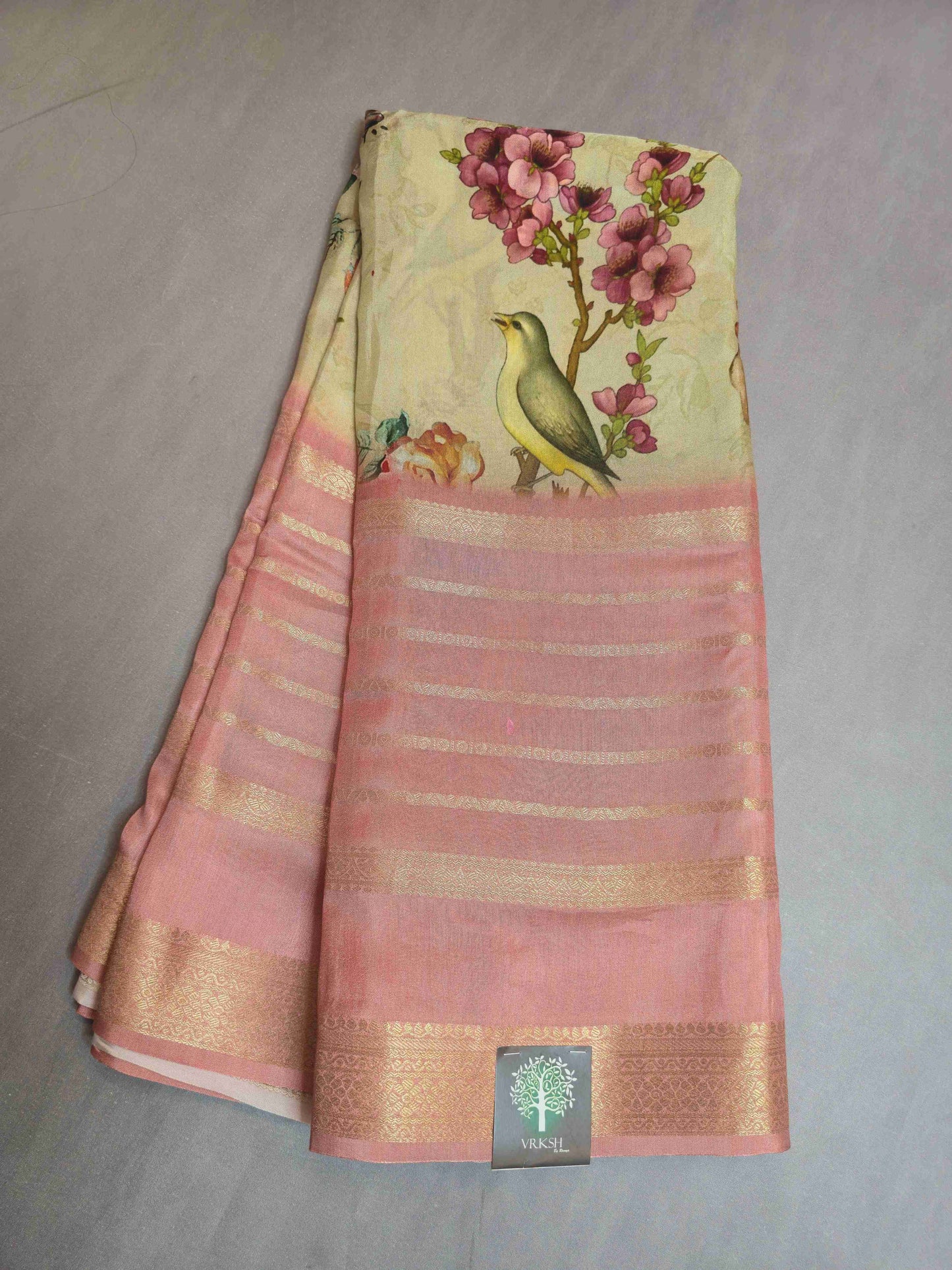 Crepe Saree with Bird Print