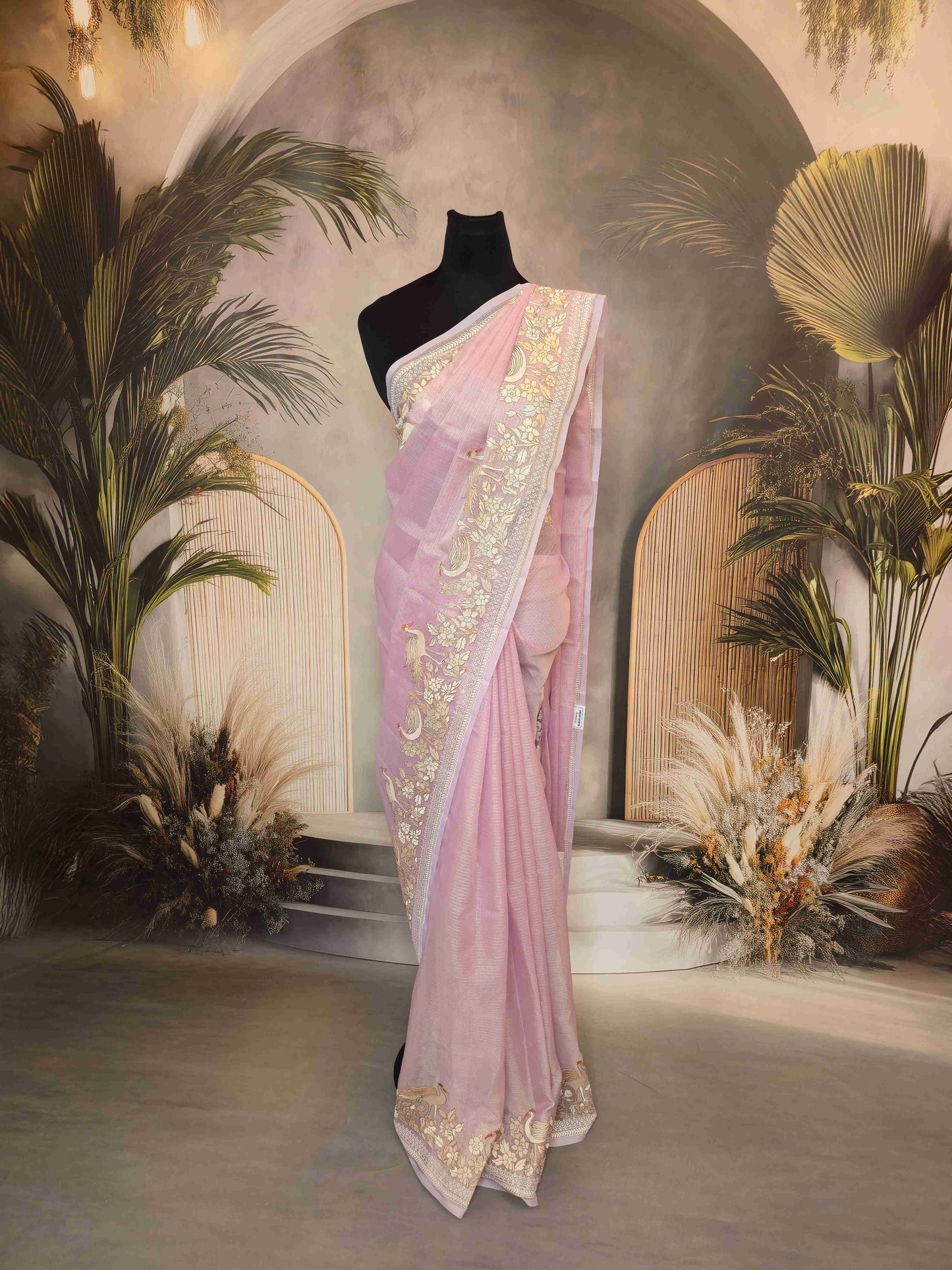Semi kota saree with crane thread embroidery