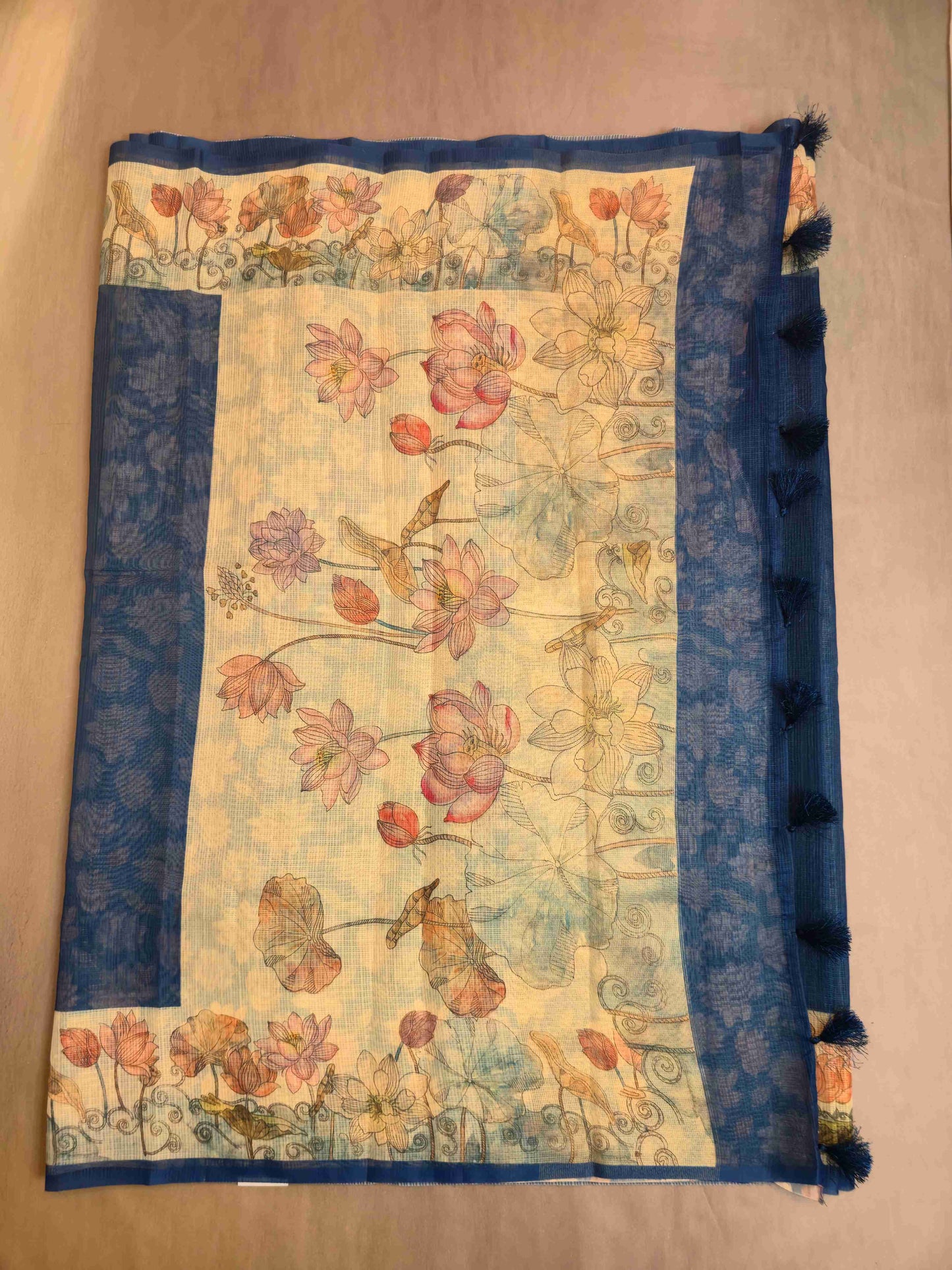 Semi kota saree with floral borders