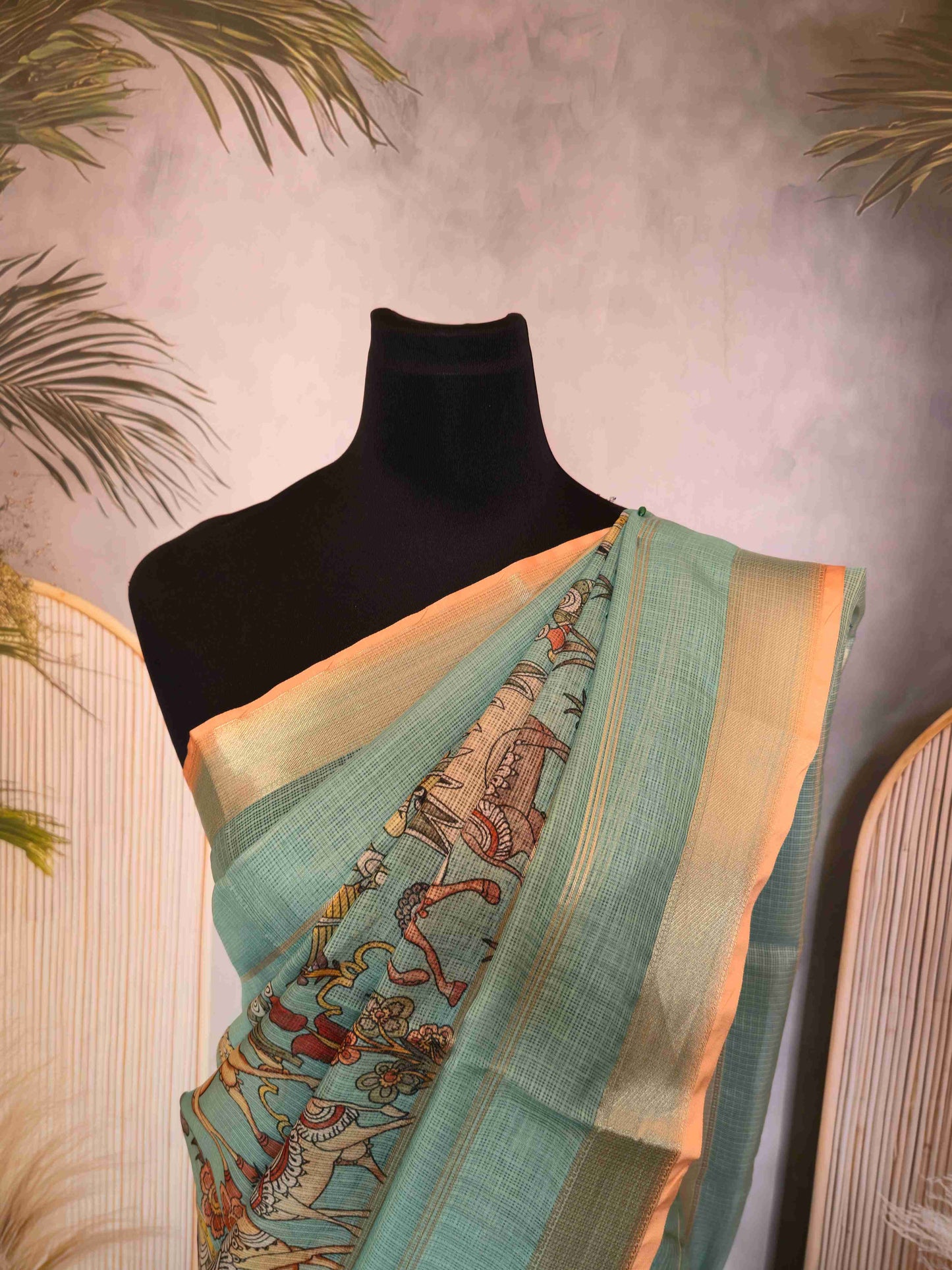 Semi Kota Saree with Kalamkari prints