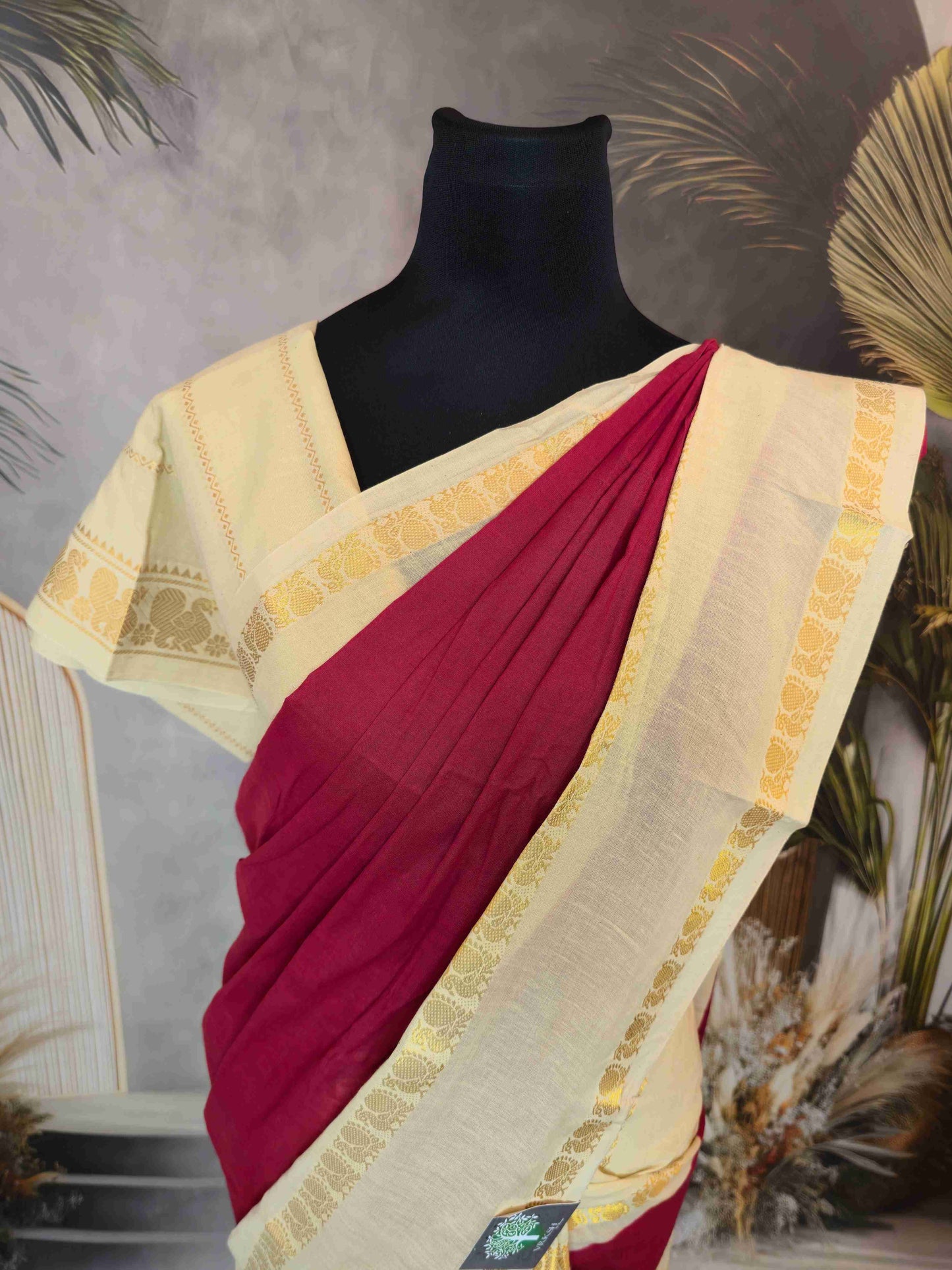 Plain Sungudi with contrast and borders