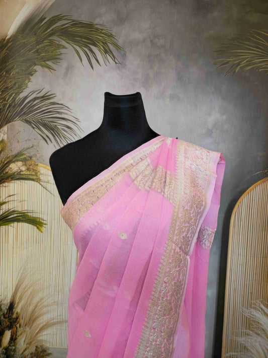 Pure Benarasi Khaddi Gorgette Saree