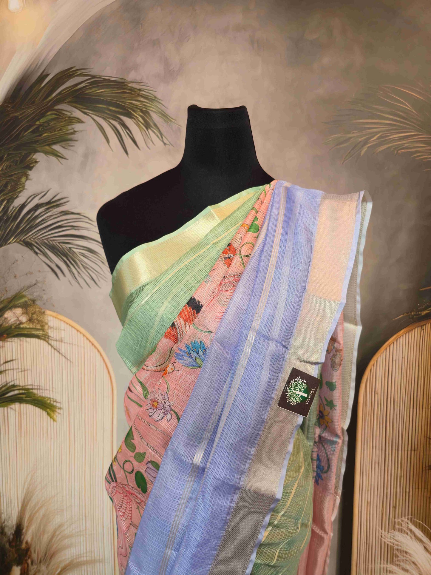 Semi Kota saree with toucan prints
