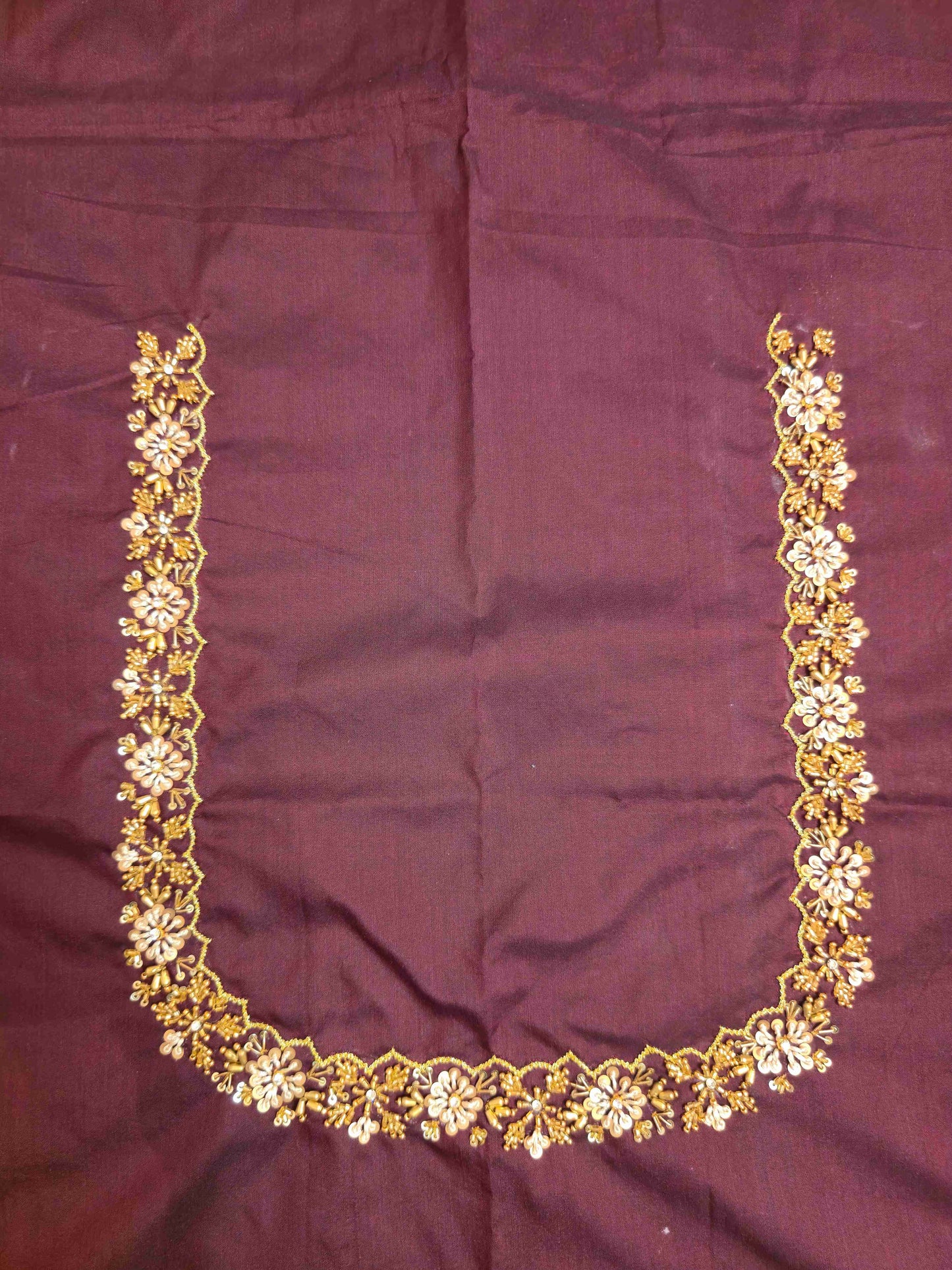 Silk cotton Blouse piece with aari work