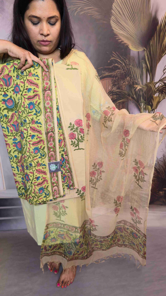 Cotton Salwar kameez with kota doria dupatta