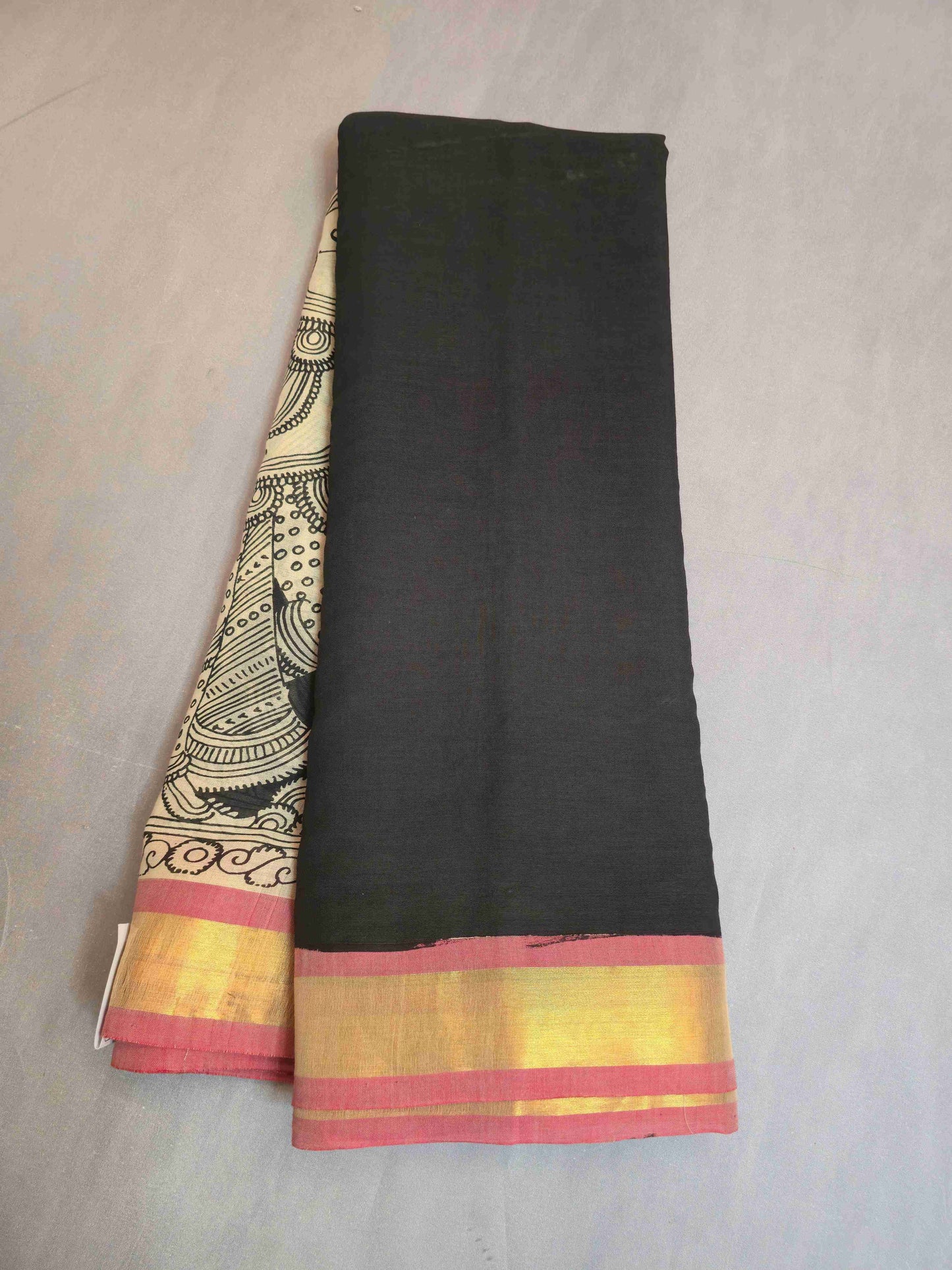 Pen Kalamkari cotton saree- doll design