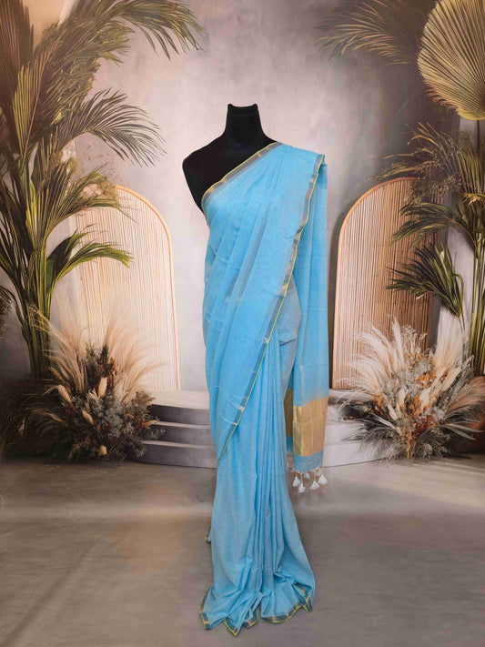 Mul cotton saree with kasavu pallu