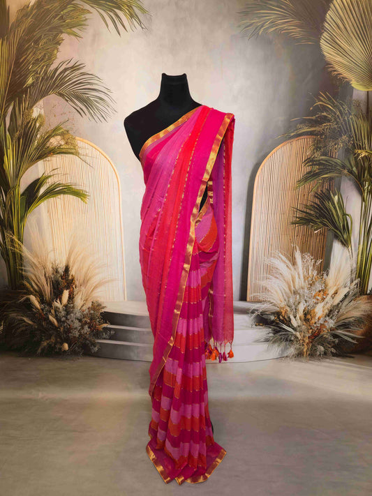 Mul cotton saree with vertical lines