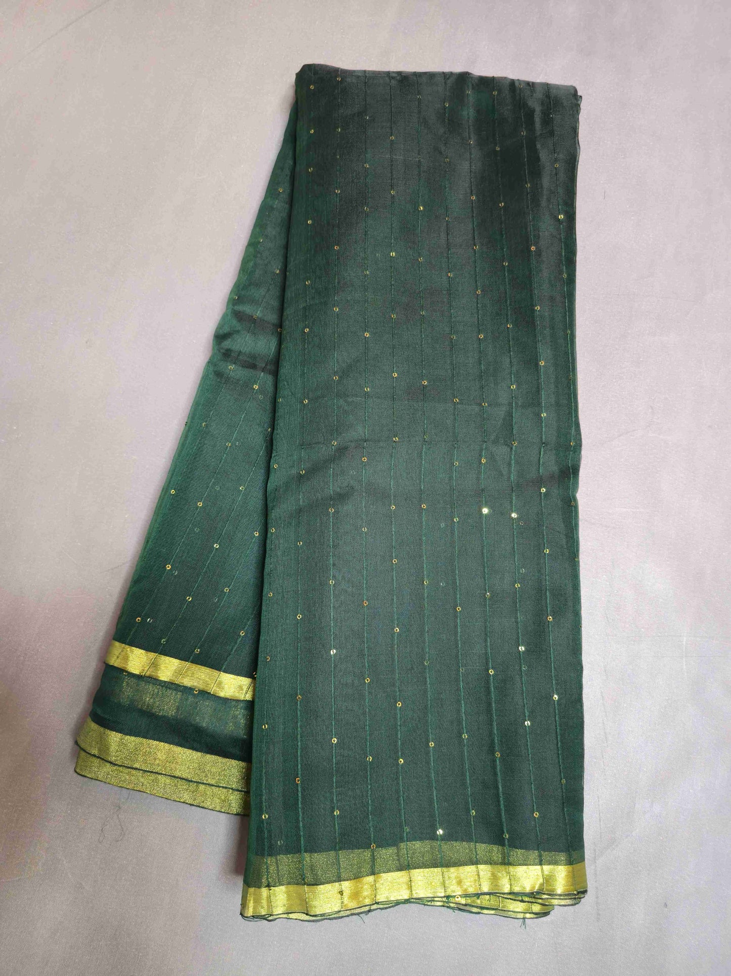 Semi Raw Silk with sequins with Jamdani needle work Pallu