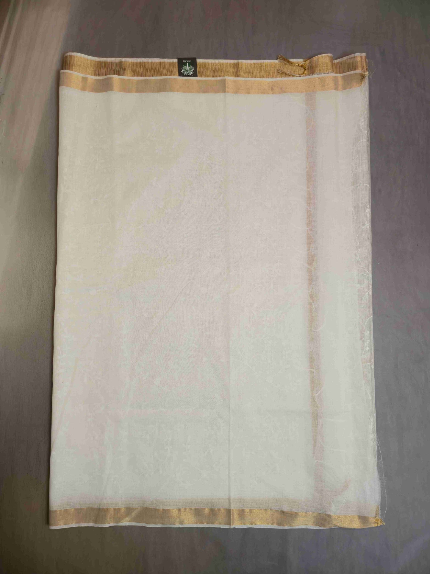 White Kota embroidered saree
