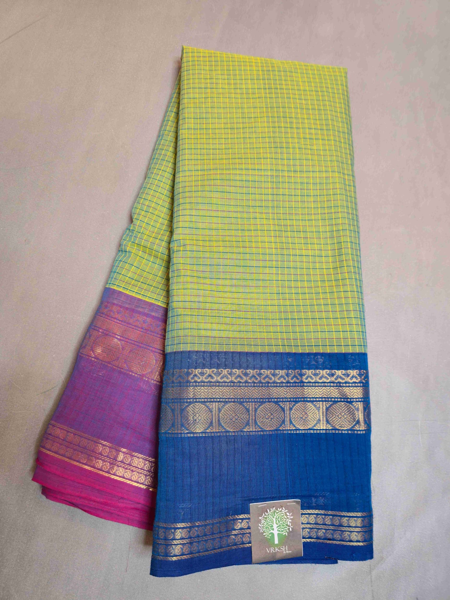 Kanchi cotton saree with Ganga Jamuna Borders
