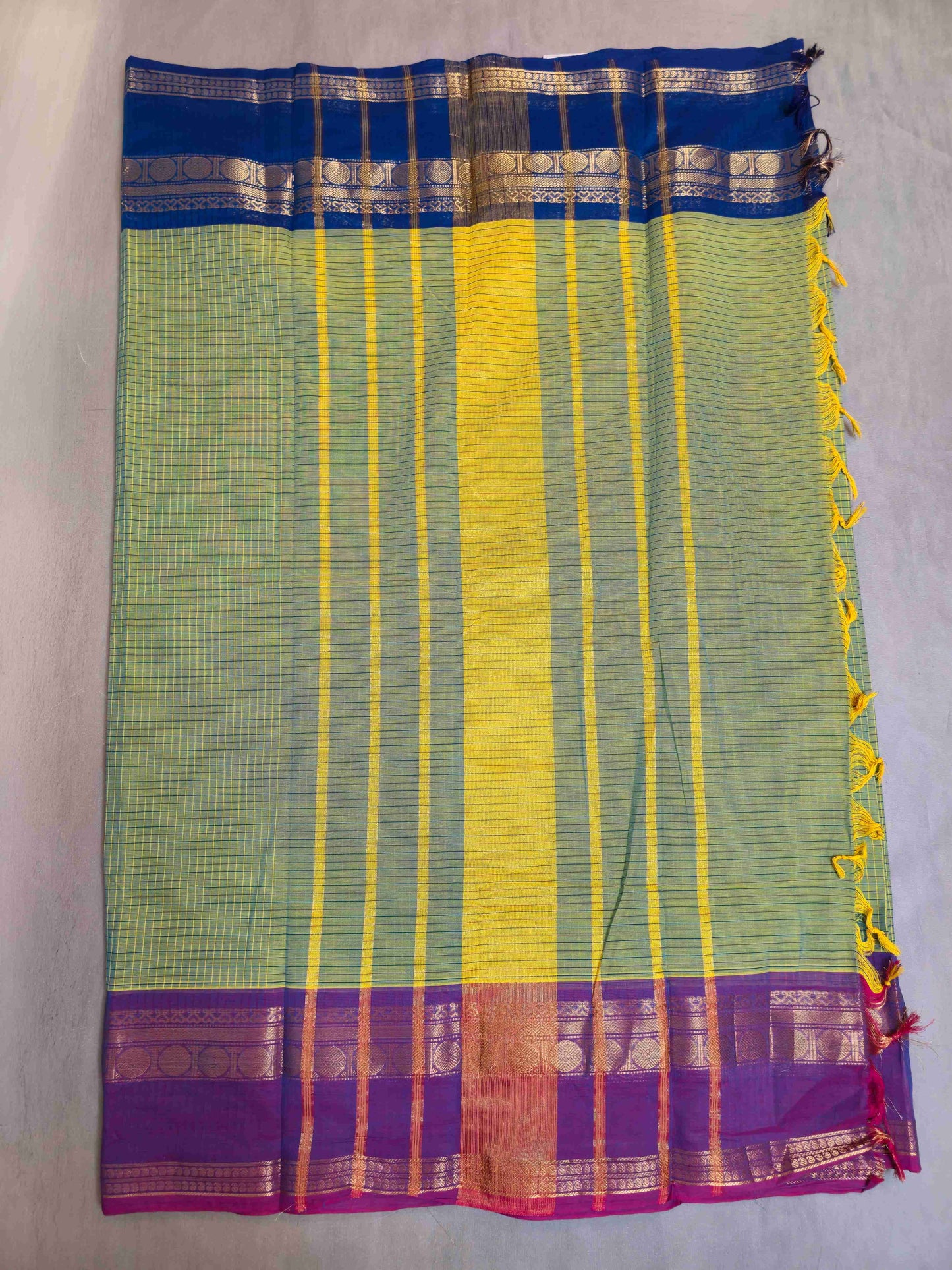 Kanchi cotton saree with Ganga Jamuna Borders