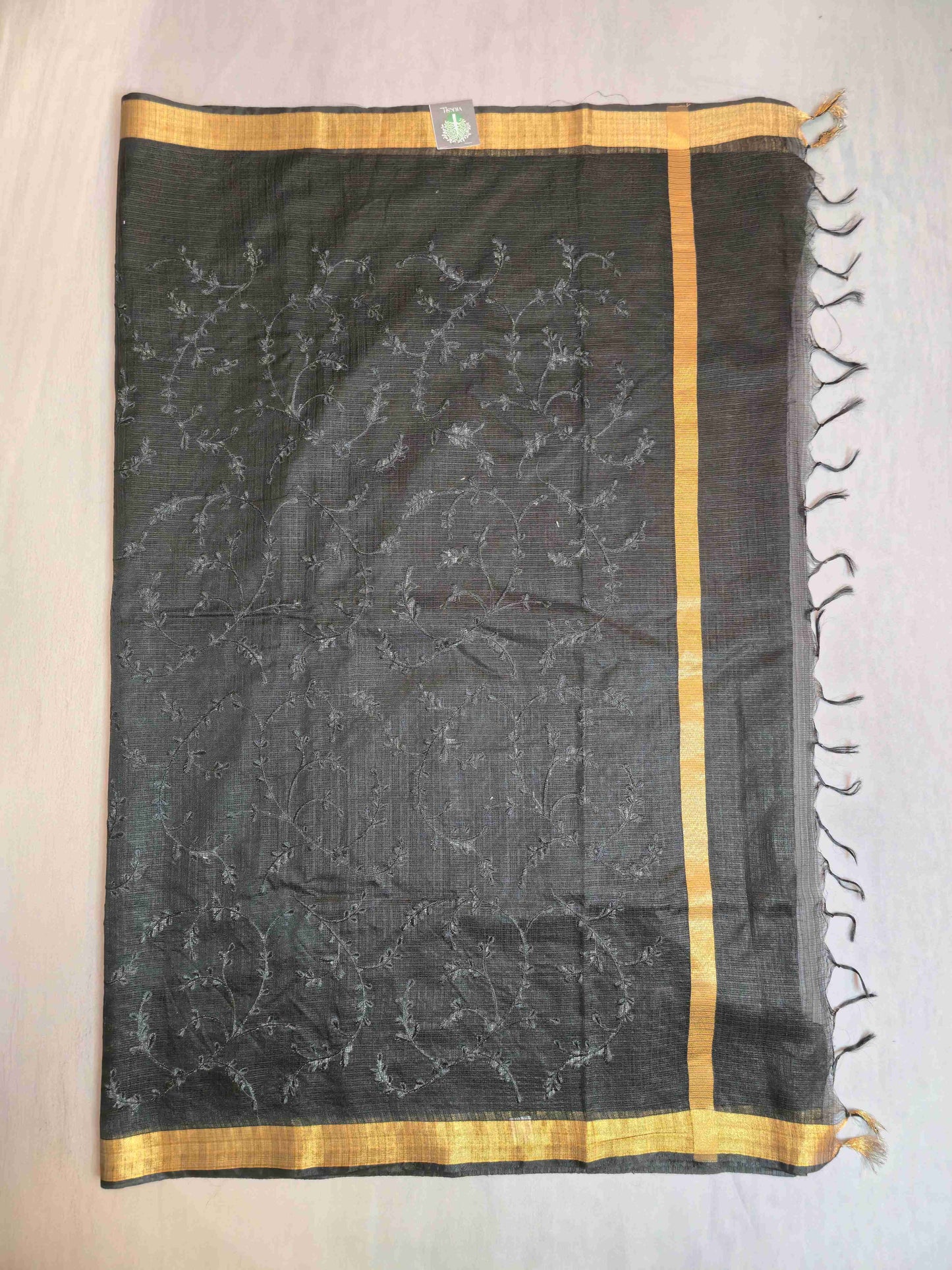 Black Kota embroidered saree