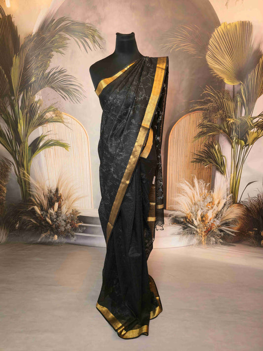 Black Kota embroidered saree