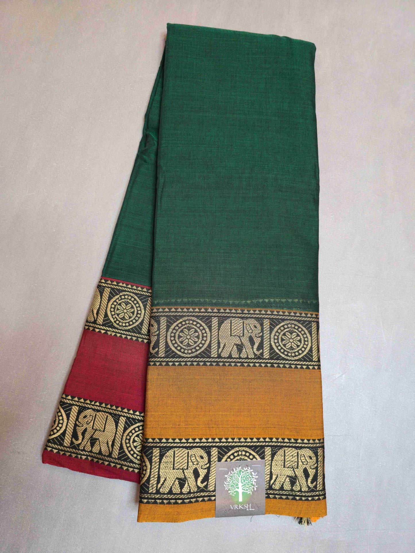 Narayanpet Cotton saree with Ganga Jamuna Elephant borders