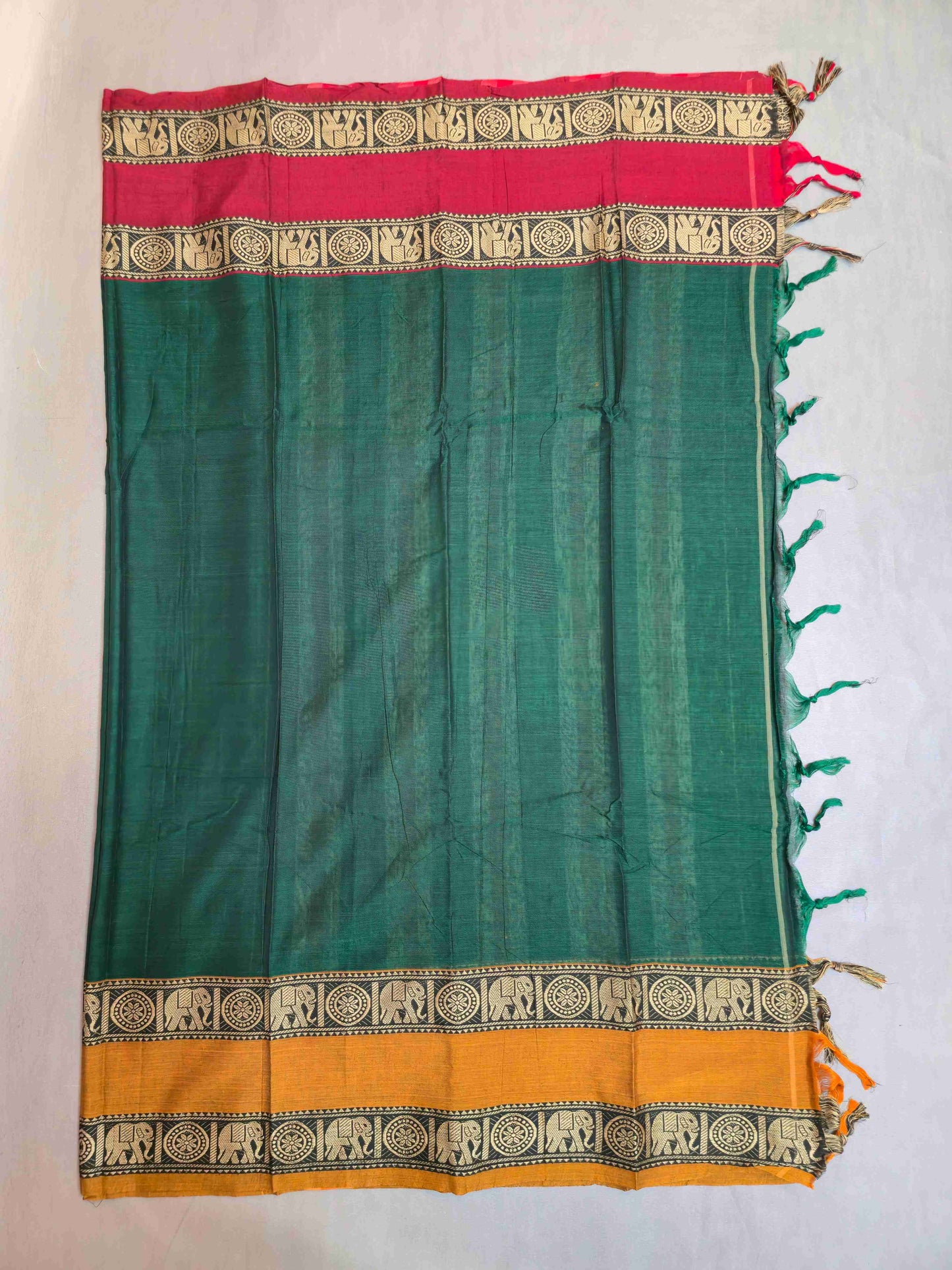 Narayanpet Cotton saree with Ganga Jamuna Elephant borders