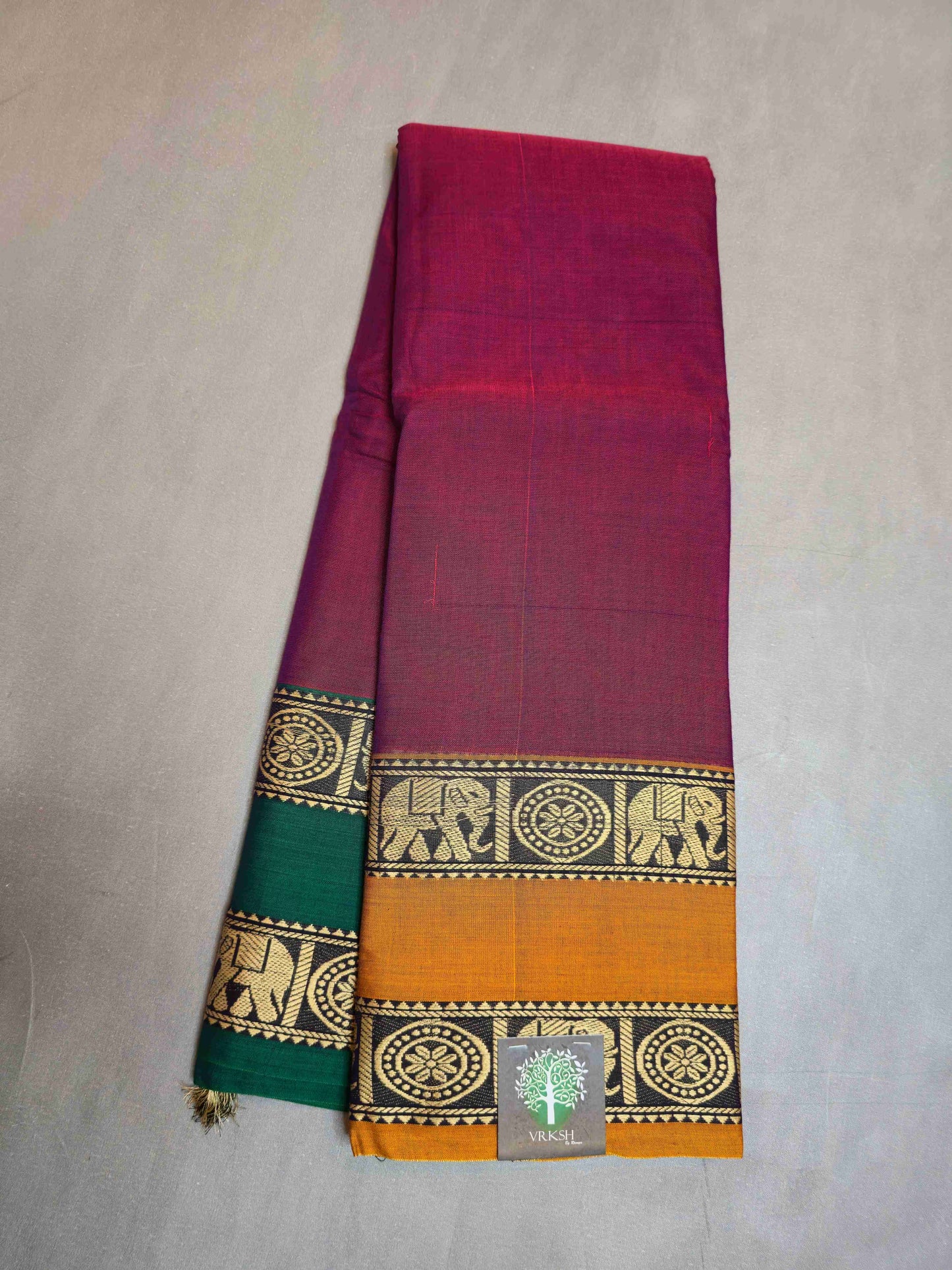 Narayanpet Cotton saree with Ganga Jamuna Elephant borders