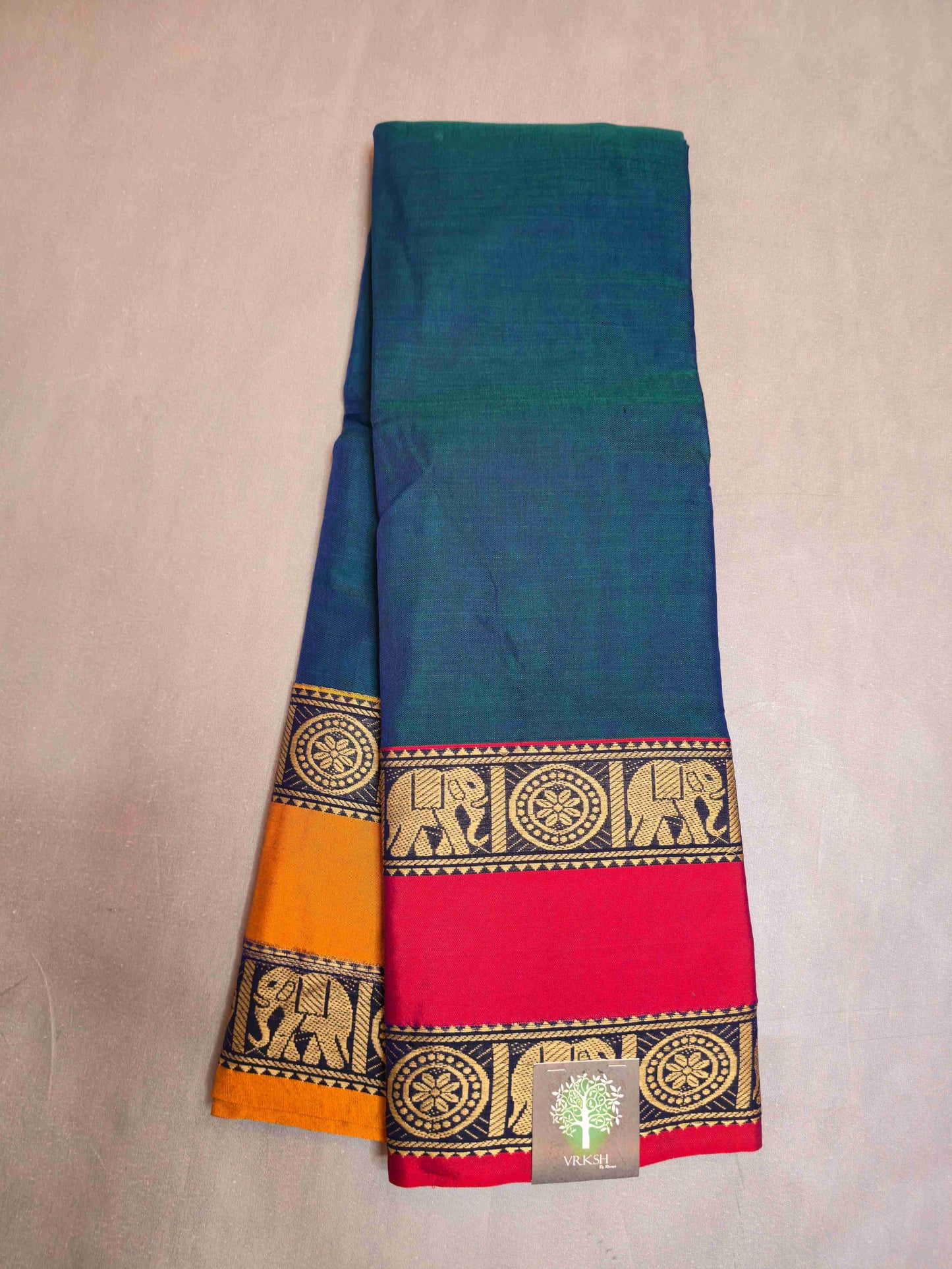 Narayanpet Cotton saree with Ganga Jamuna Elephant borders