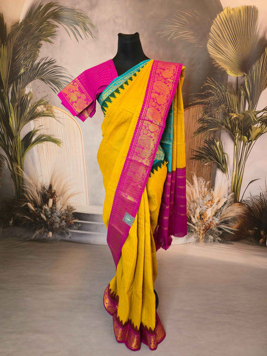 Ganga Jamuna Mustard Sungudi saree