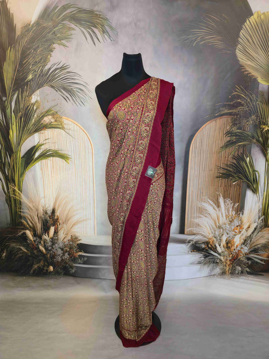 Ajrak Modal silk saree