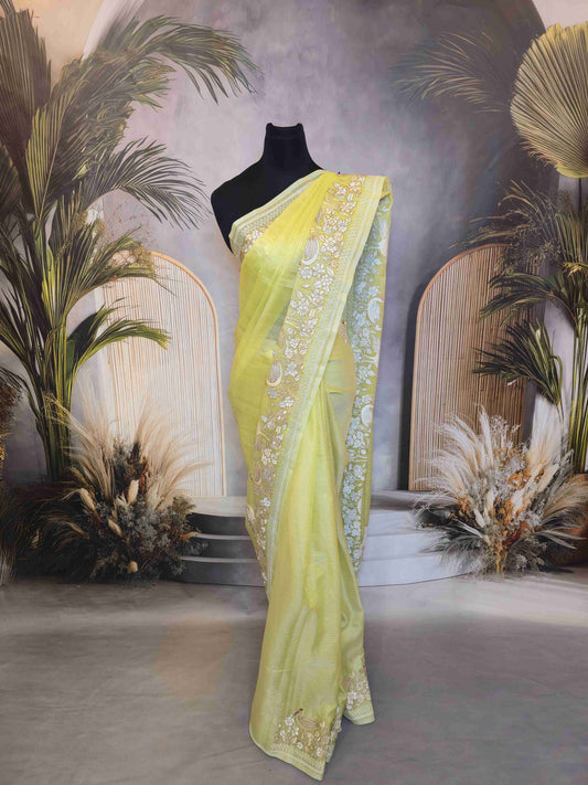 Semi kota saree with embroidery borders