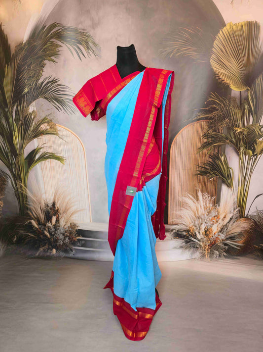 Plain Sungudi with contrast and borders