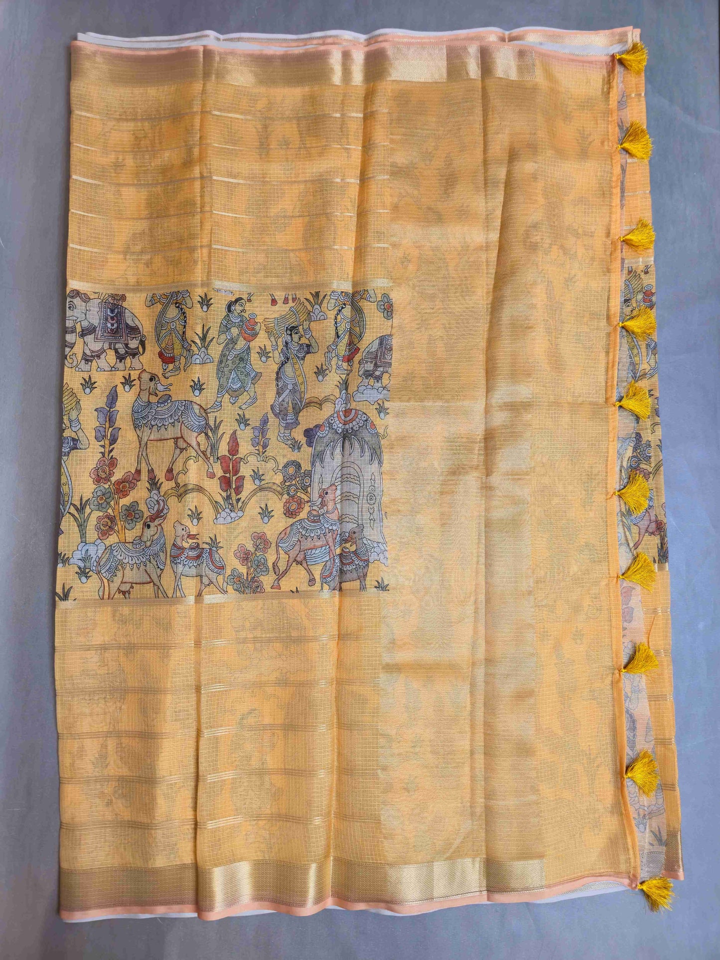 Semi Kota Saree with Kalamkari prints