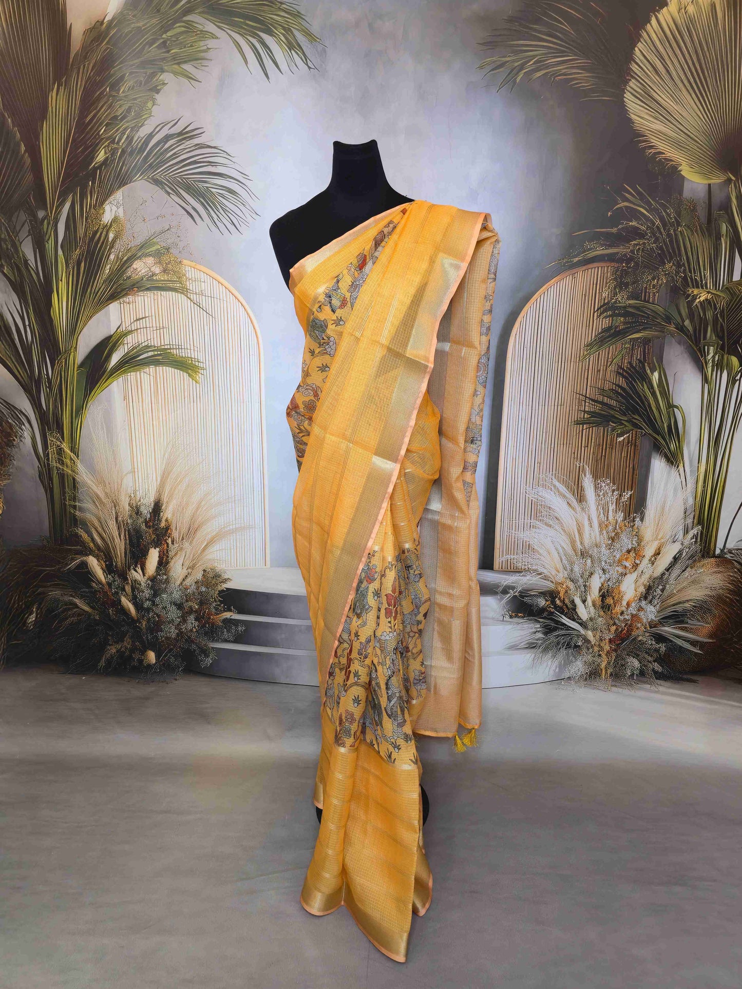 Semi Kota Saree with Kalamkari prints