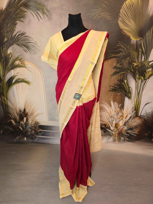 Plain Sungudi with contrast and borders