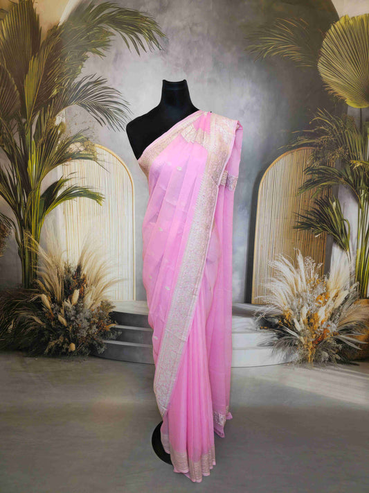 Pure Benarasi Khaddi Gorgette Saree