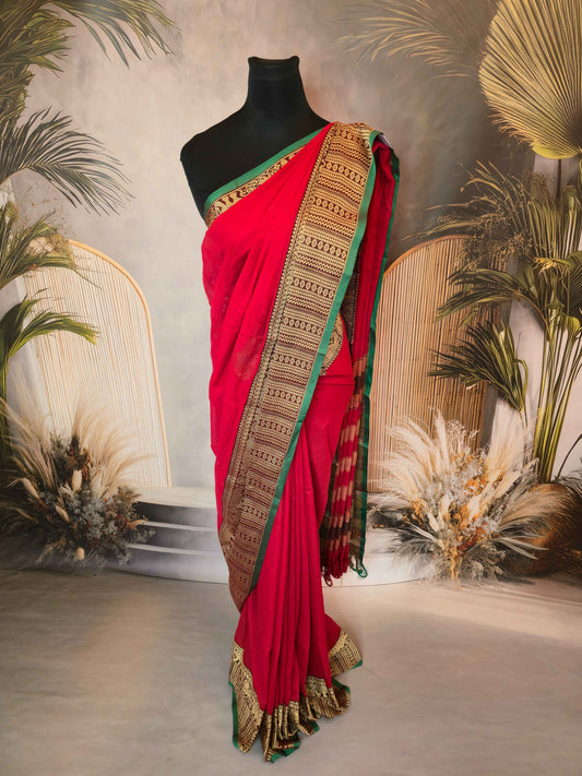 Narayanpet Cotton Saree with Elephant borders