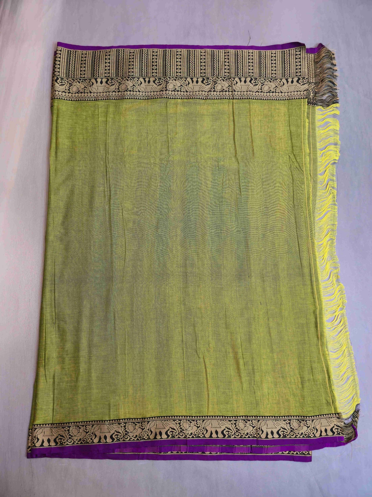 Narayanpet Cotton Saree with Elephant borders
