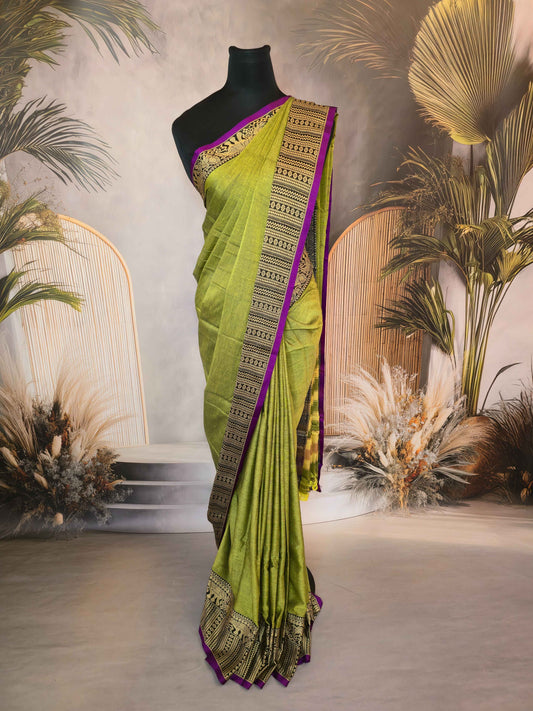 Narayanpet Cotton Saree with Elephant borders